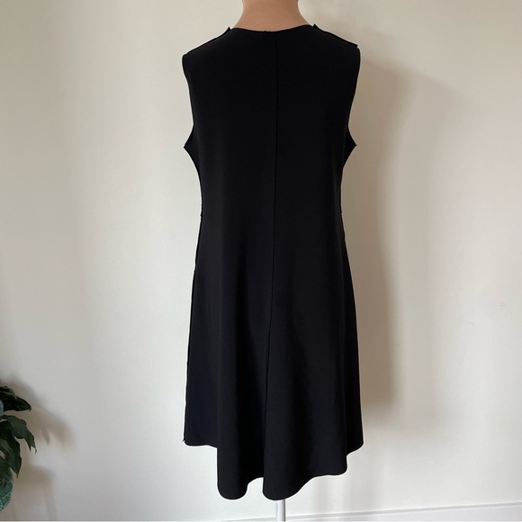 Norma Kamali Sleeveless Crewneck 4-Way Stretch Poly Lycra A-Line Swing Dress M - Picture 4 of 12